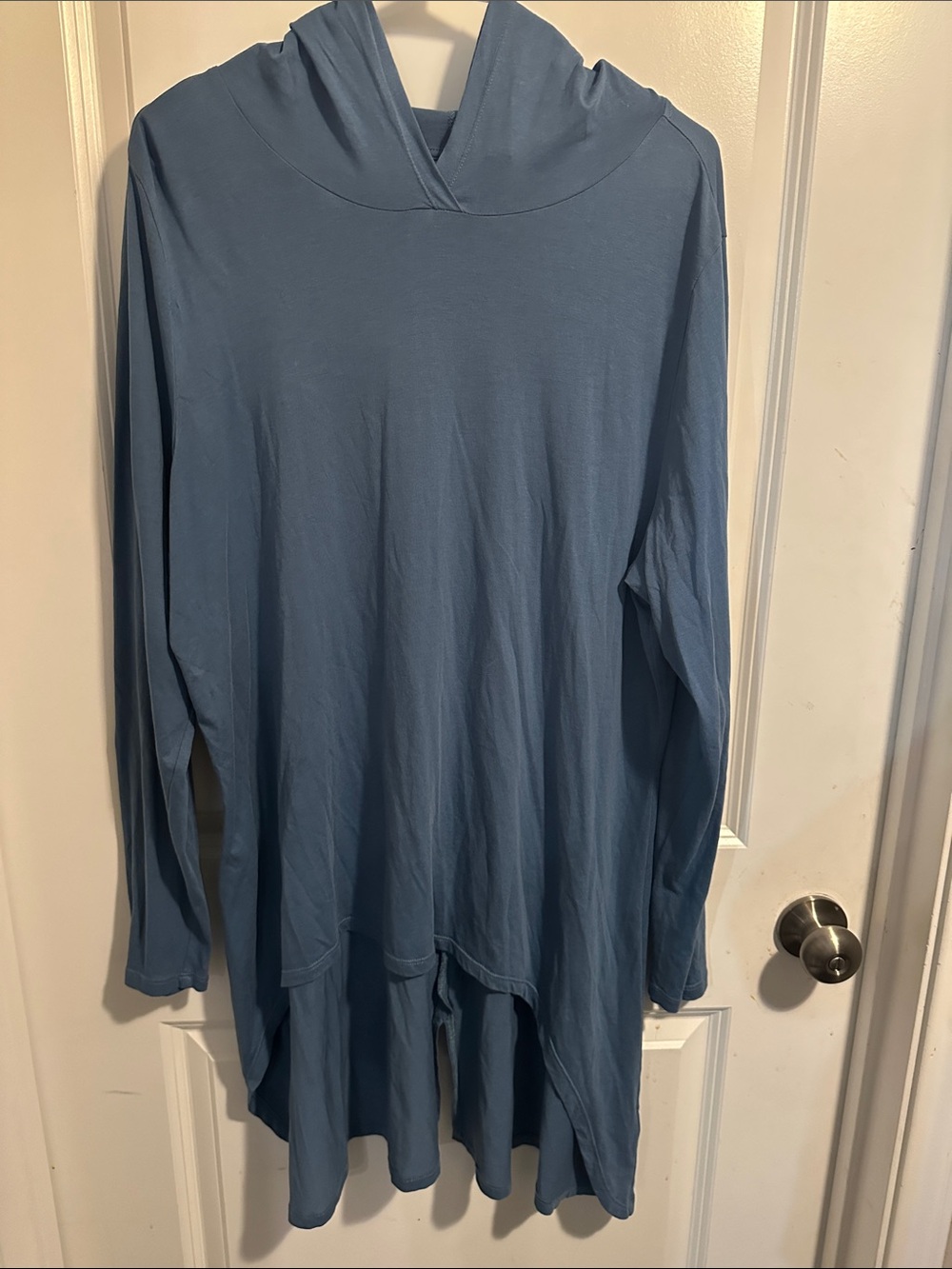 LOGO by Lori Goldstein Blue Hooded Tunic Top